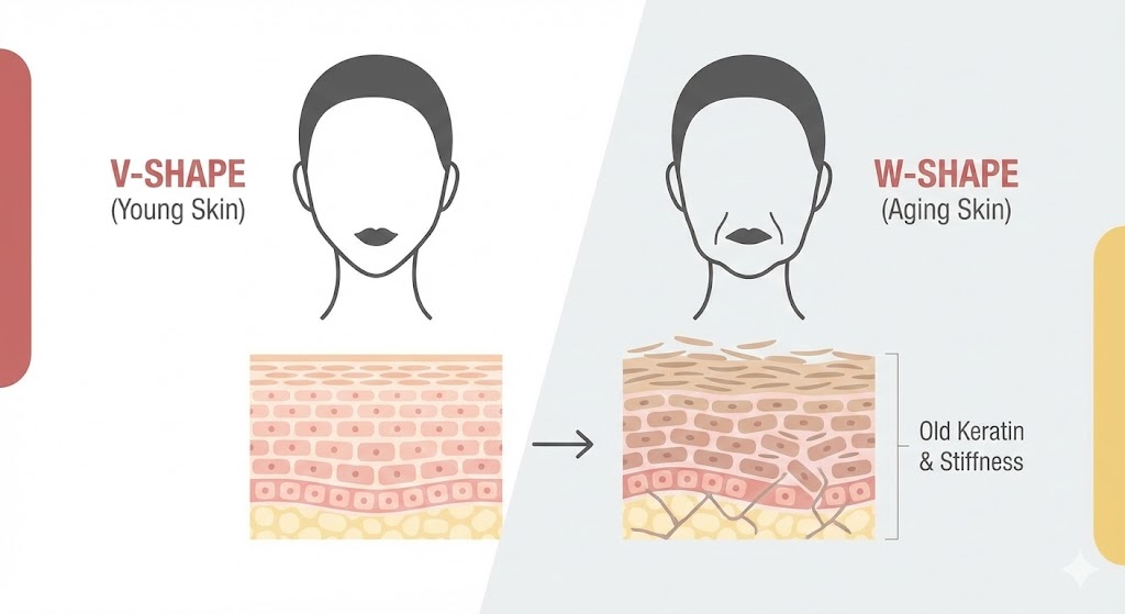 肌印象の変化 VからWへ